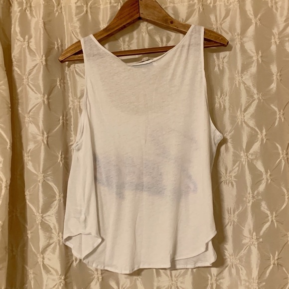 Wildfox White “Foxy” Flocked Cropped Oversized Tank Top Boho - Picture 4 of 11